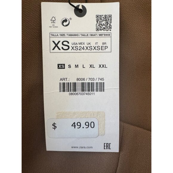 NWT ZARA XS Nutmeg Brown High Waisted Shorts Side Pockets - Picture 10 of 12